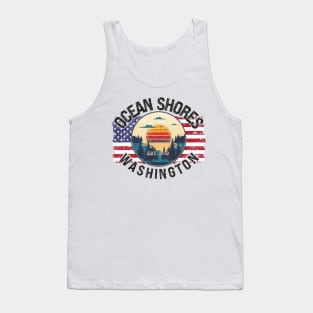 OCEAN SHORES WASHINGTON EST 1970 BEACH SUNSET USA FLAG Tank Top